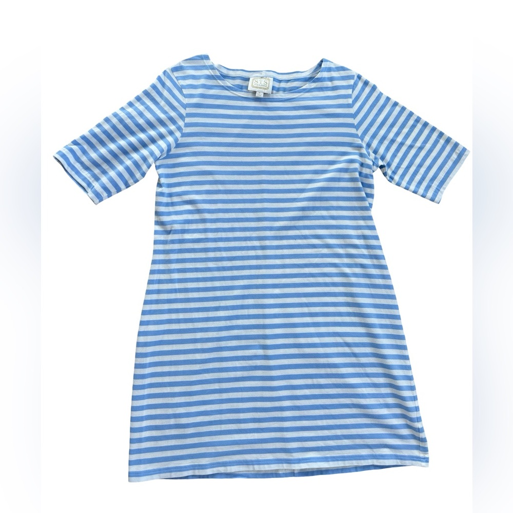 Sail to Sable Blue Striped Short Sleeve Mini Dress Sz XL GUC